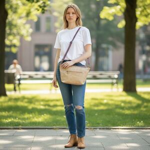 Sydney Love Vegan Leather Studded Large Adj Shoulder Purse Bag Tote Tan/Purple